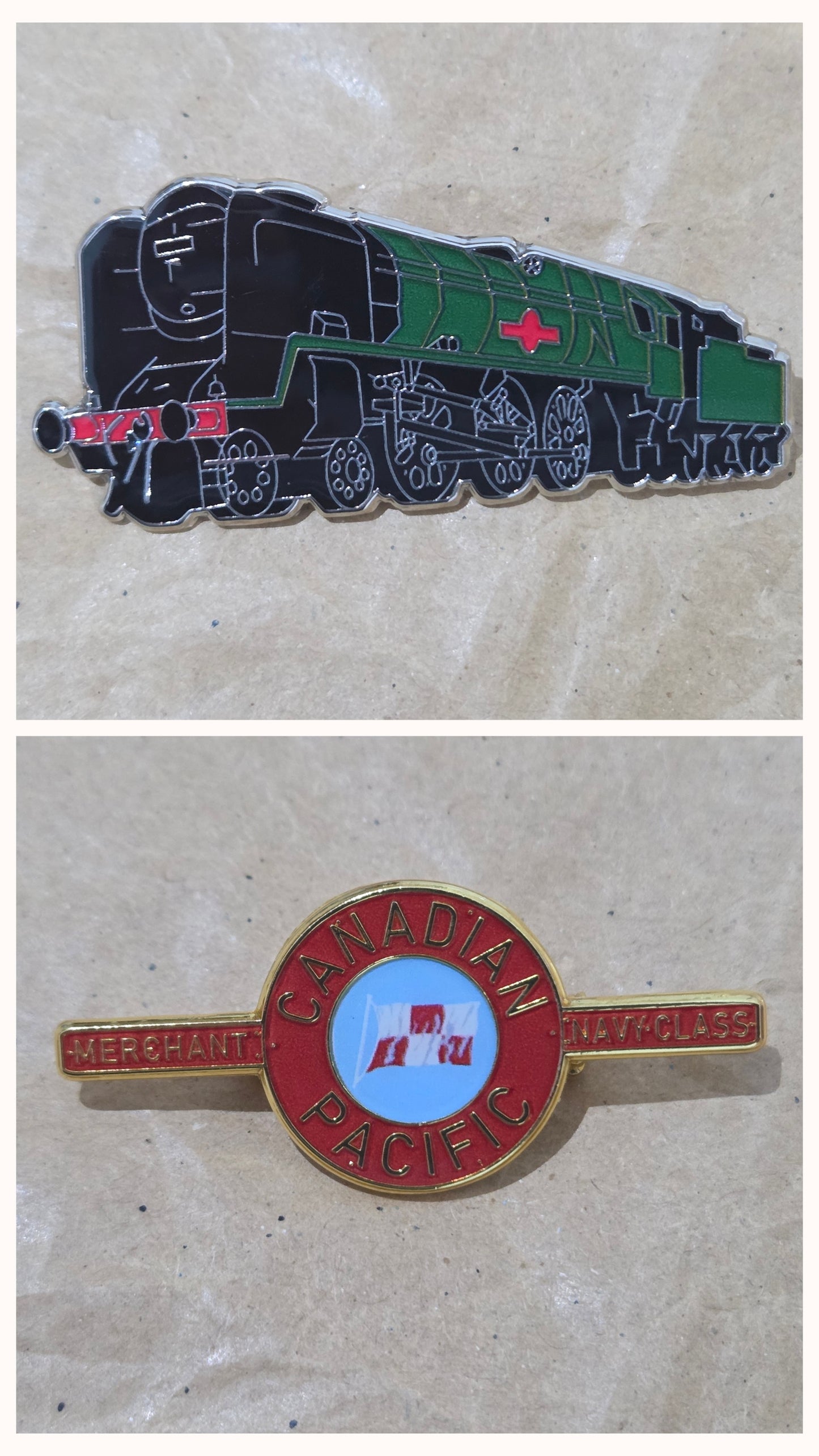 Set of 2 - Canadian Pacific Enamel Brooch Pin Badges