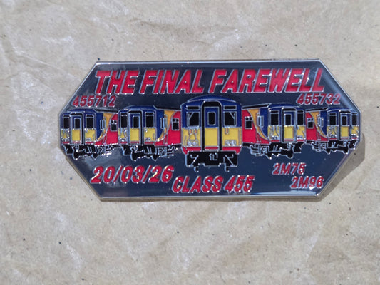 SWR Final Class 455 Service Farewell Enamel Brooch Pin Badge