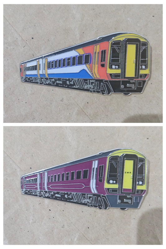 Set of 2 - EMT / EMR Class 158 Enamel Brooch Pin Badges