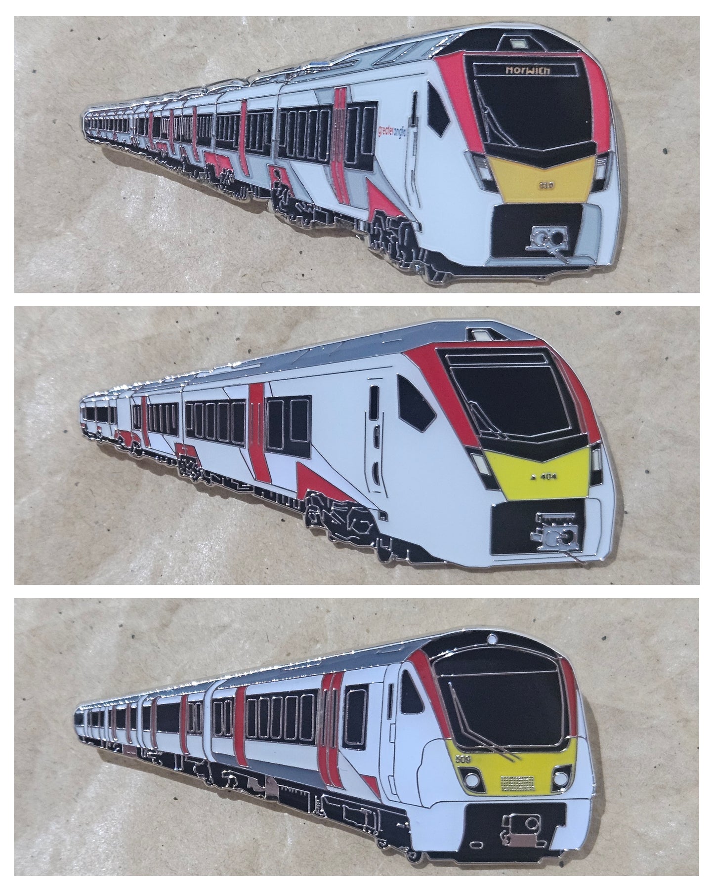 Set of 3 - Greater Anglia Fleet Enamel Brooch Pin Badges