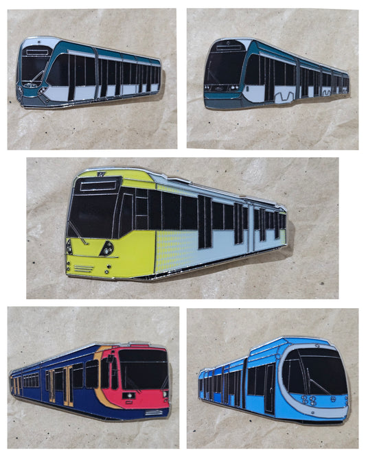 North of England Trams (5 Variants) Enamel Brooch Pin Badges
