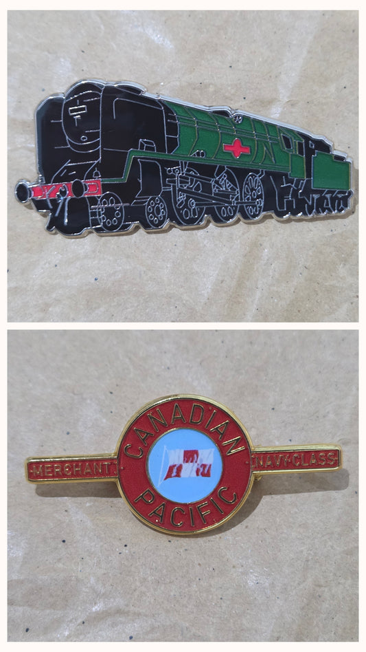 Set of 2 - Canadian Pacific Enamel Brooch Pin Badges