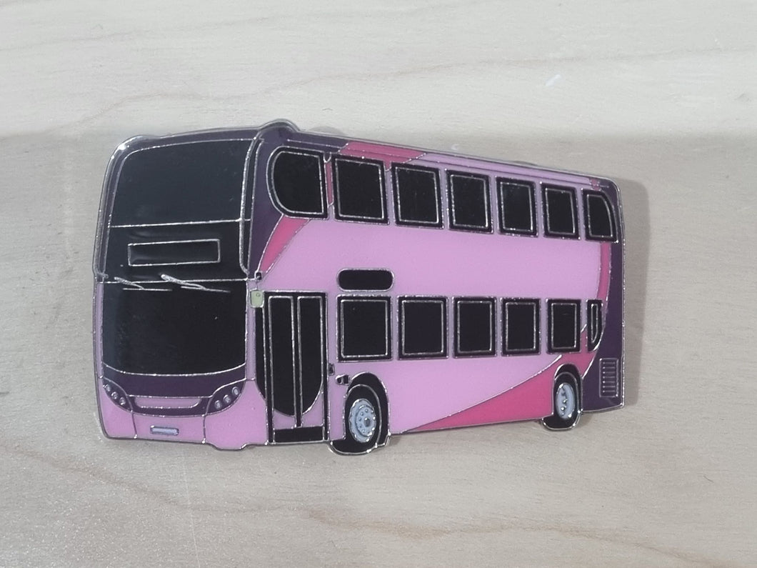 Stagecoach Cancer Research 'Pink Lady' Enviro 400 Enamel Brooch Pin Badge